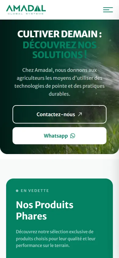 Page d’accueil de amadal.ma sur mobile