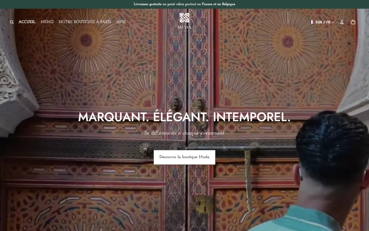 Page d’accueil de mudaparis.com sur ordinateur