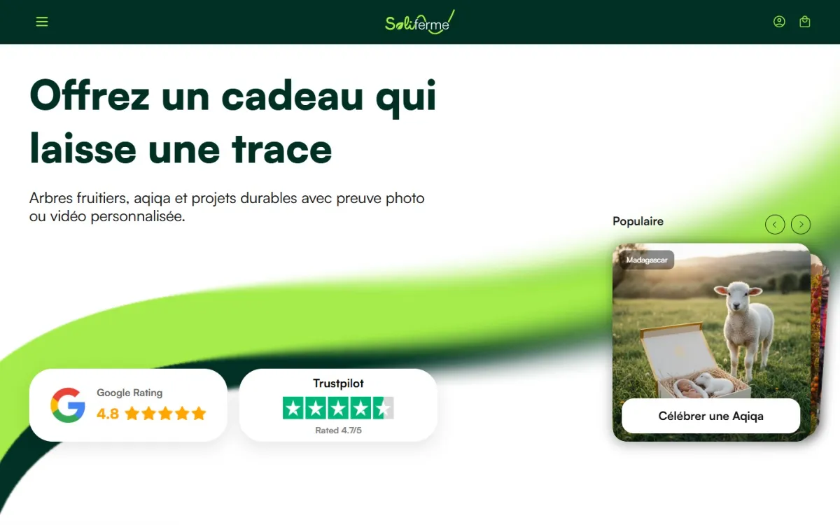 Page d’accueil de soliferme.fr sur ordinateur